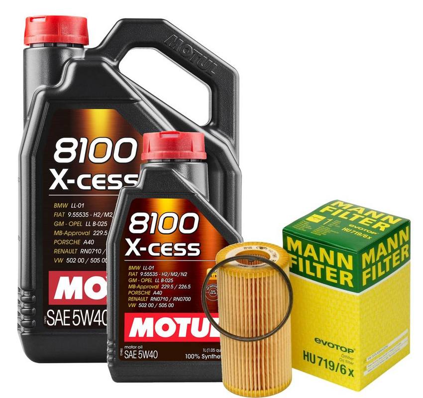 VW Engine Oil Change Kit - Motul 06D115562 (5W-40) (X-CESS 8100)